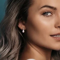 6-7mm Freshwater Cultured Pearl Curved Shepherd Hook Earrings in Sterling Silver