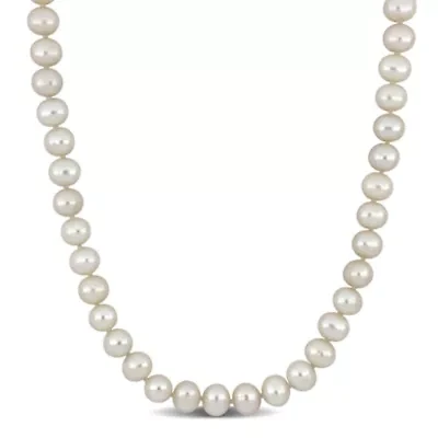 8-8.5mm Freshwater Cultured Pearl Necklace in 14k Yellow Gold- 36 in