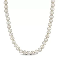 8-8.5mm Freshwater Cultured Pearl Necklace in 14k Yellow Gold- 36 in