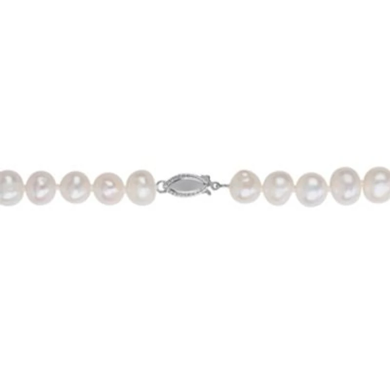 8-9mm Freshwater Cultured Pearl Necklace in Sterling Silver- 18 in