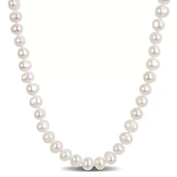 8mm Freshwater Cultured Pearl Necklace in Sterling Silver- 18 in