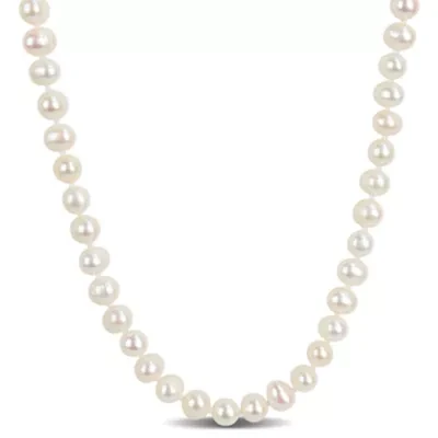 6-7mm Freshwater Cultured Pearl Necklace in Sterling Silver- 18 in