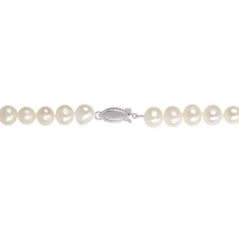 6-7mm Freshwater Cultured Pearl Necklace in Sterling Silver- 18 in