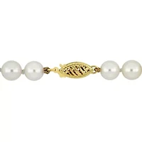 6.5-7mm Chinese Akoya Cultured Pearl Necklace in 14k Yellow Gold- in