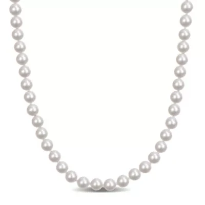 6.5-7mm Chinese Akoya Cultured Pearl Necklace in 14k Yellow Gold- 18 in