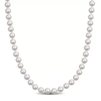 6.5-7mm Chinese Akoya Cultured Pearl Necklace in 14k Yellow Gold- 18 in