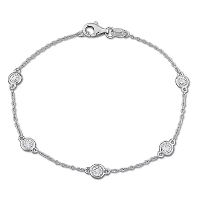 Lab-Grown Diamond Station Bracelet in Sterling Silver - 7 in
