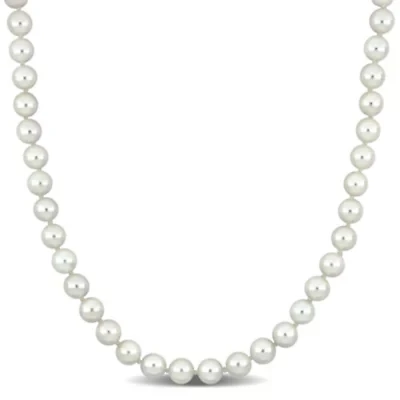 6-6.5mm Chinese Akoya Cultured Pearl Necklace in 14k Yellow Gold - 18 in