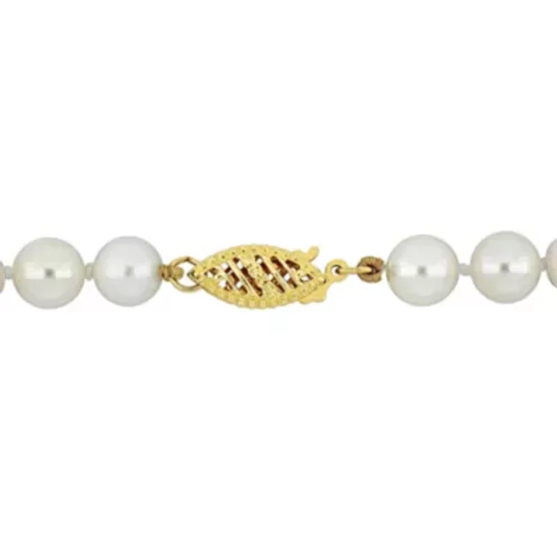 6-6.5mm Chinese Akoya Cultured Pearl Necklace in 14k Yellow Gold - 18 in