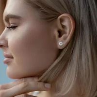 Lab Created White Sapphire Solitaire Earrings in Yellow Plated Sterling Silver