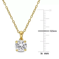Lab Created Created White Sapphire Solitaire Pendant with Chain in Yellow Plated Sterling Silver - 18 in