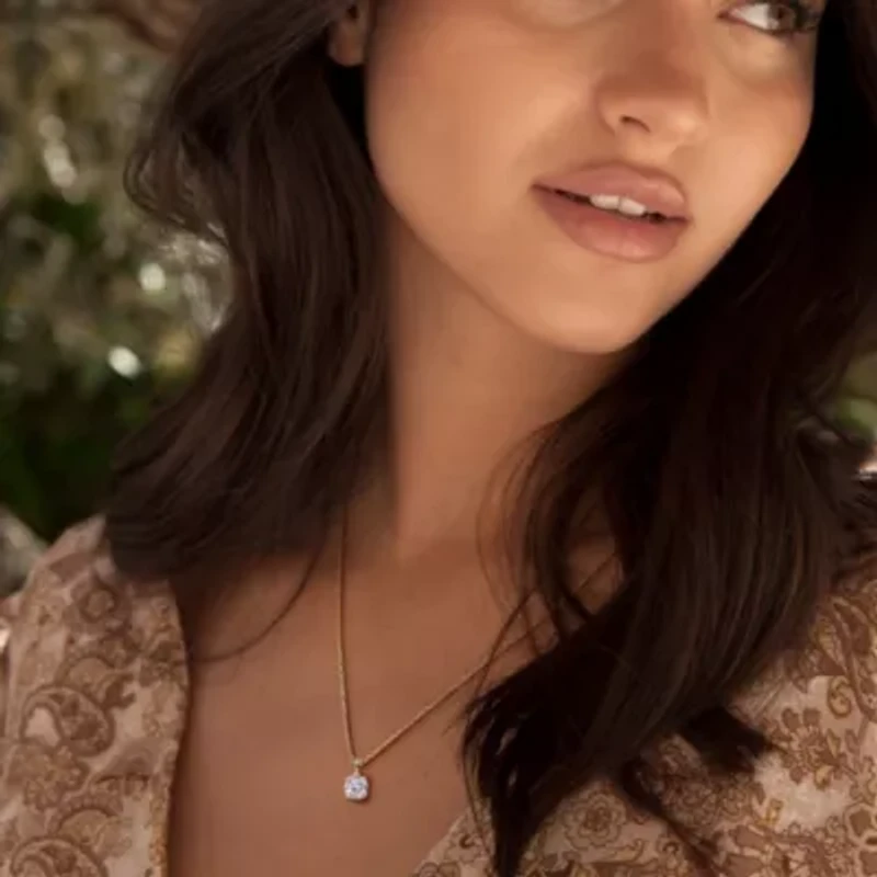 Lab Created Created White Sapphire Solitaire Pendant with Chain in Yellow Plated Sterling Silver - 18 in