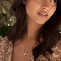 Lab Created Created White Sapphire Solitaire Pendant with Chain in Yellow Plated Sterling Silver - 18 in