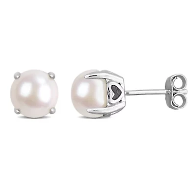 7.5-8mm Freshwater Cultured Pearl Earrings in Sterling Silver