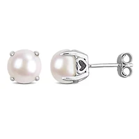 7.5-8mm Freshwater Cultured Pearl Earrings in Sterling Silver