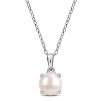 7.5-8mm Freshwater Cultured Pearl Pendant with Chain in Sterling Silver - 18 in