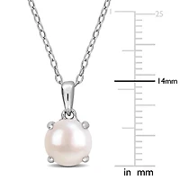 7.5-8mm Freshwater Cultured Pearl Pendant with Chain in Sterling Silver - 18 in