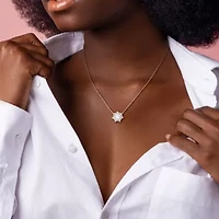 Lab Created 8-8.5mm Freshwater Cultured Pearl & Created White Sapphire Floral Necklace in Sterling Silver - 17 in