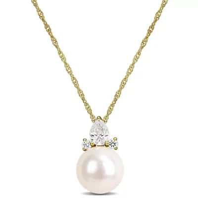 Diamond Pendant with Chain in 14k Yellow Gold - 17 in