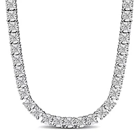Lab-Grown Diamond Tennis Necklace in Sterling Silver - 17 in