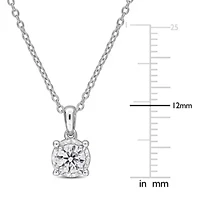 Lab-Grown Diamond Solitaire Pendant with Chain in Sterling Silver