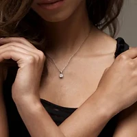 Lab-Grown Diamond Solitaire Pendant with Chain in Sterling Silver