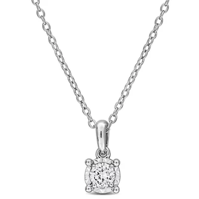 Lab-Grown Diamond Solitaire Pendant with Chain in Sterling Silver