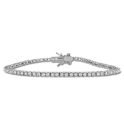 Lab Created White Sapphire Tennis Bracelet in Sterling Silver - 7 in