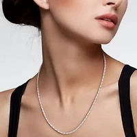 Lab Created Created White Sapphire Tennis Necklace in Sterling Silver - 16.5 in