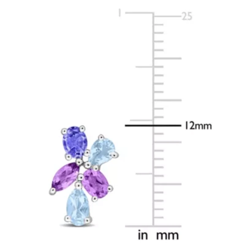 Sky Blue Topaz Tanzanite & Amethyst Post Earrings in Sterling Silver