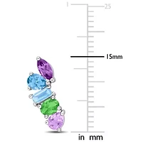 Multi-Shaped Multi-Gesmtone Drop Earrings in Sterling Silver