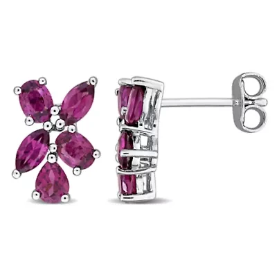 Rhodolite Post Earrings in Sterling Silver