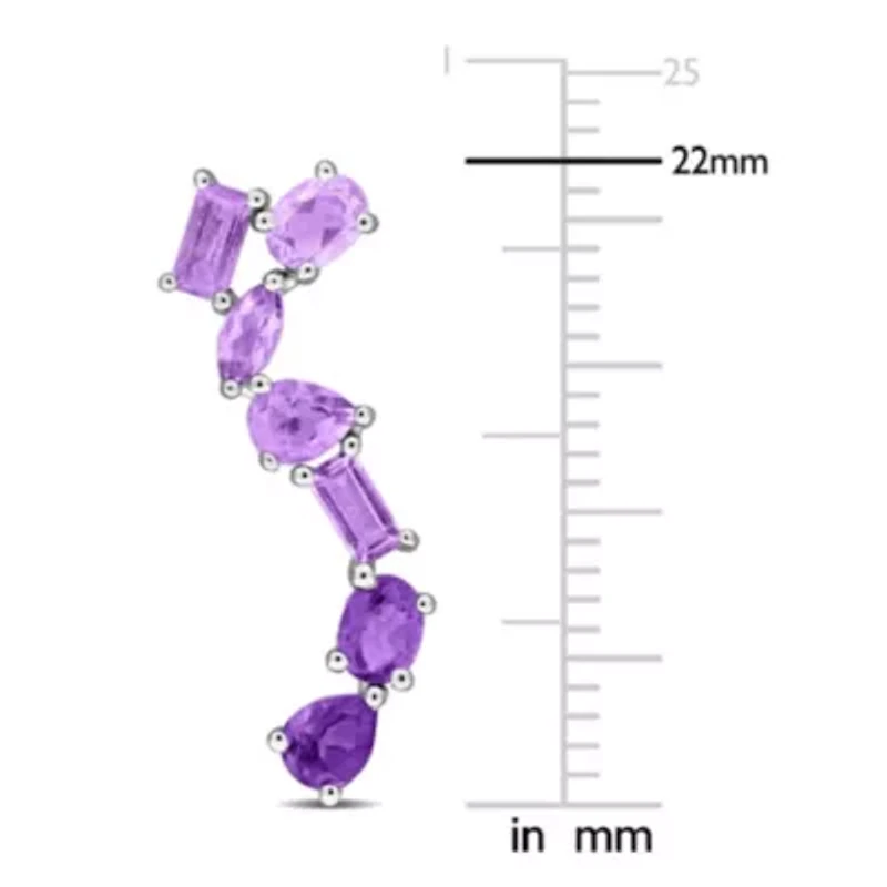 Multi-Amethyst Post Earrings in Sterling Silver