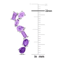 Multi-Amethyst Post Earrings in Sterling Silver