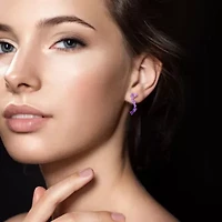 Multi-Amethyst Post Earrings in Sterling Silver