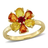 Multi-Sapphire Ring Yellow Plated Sterling Silver