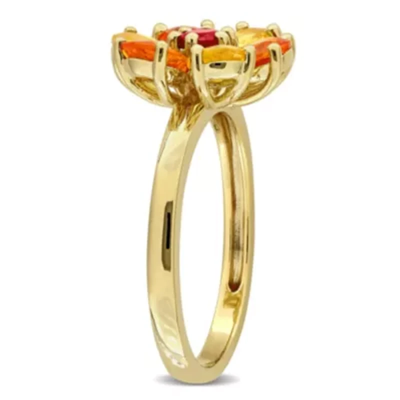 Multi-Sapphire Ring Yellow Plated Sterling Silver