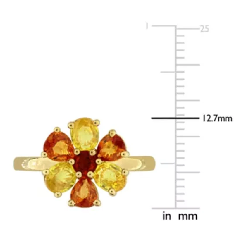 Multi-Sapphire Ring Yellow Plated Sterling Silver