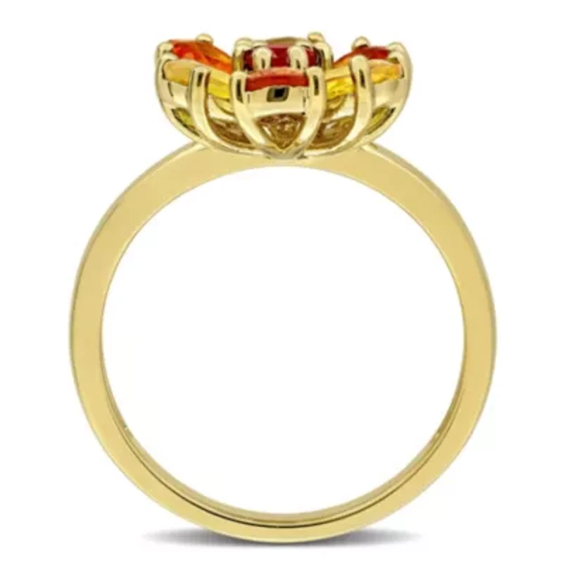 Multi-Sapphire Ring Yellow Plated Sterling Silver