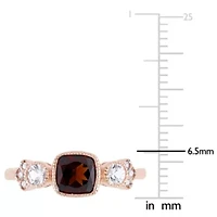 Lab Created Garnet, White Sapphire & Diamond Accent Ring 10k Rose Gold