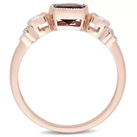 Lab Created Garnet, White Sapphire & Diamond Accent Ring 10k Rose Gold
