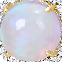 White Topaz & Ethiopian Opal-Blue Cuff Earrings in Yellow Plated Sterling Silver