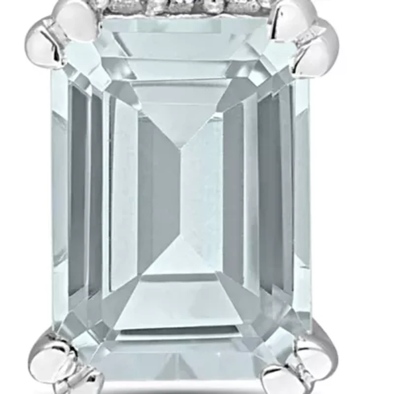 Diamond & Blue Sapphire & Aquamarine Earrings in Sterling Silver