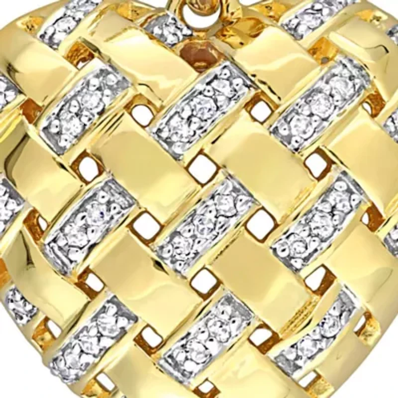 Diamond Pendant With Chain in Yellow Plated Sterling Silver-18"
