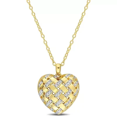 Diamond Pendant With Chain in Yellow Plated Sterling Silver-18"