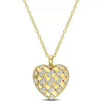 Diamond Pendant With Chain in Yellow Plated Sterling Silver-18"