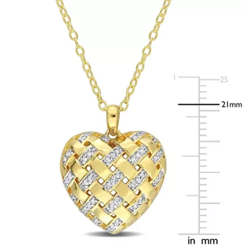 Diamond Pendant With Chain in Yellow Plated Sterling Silver-18"