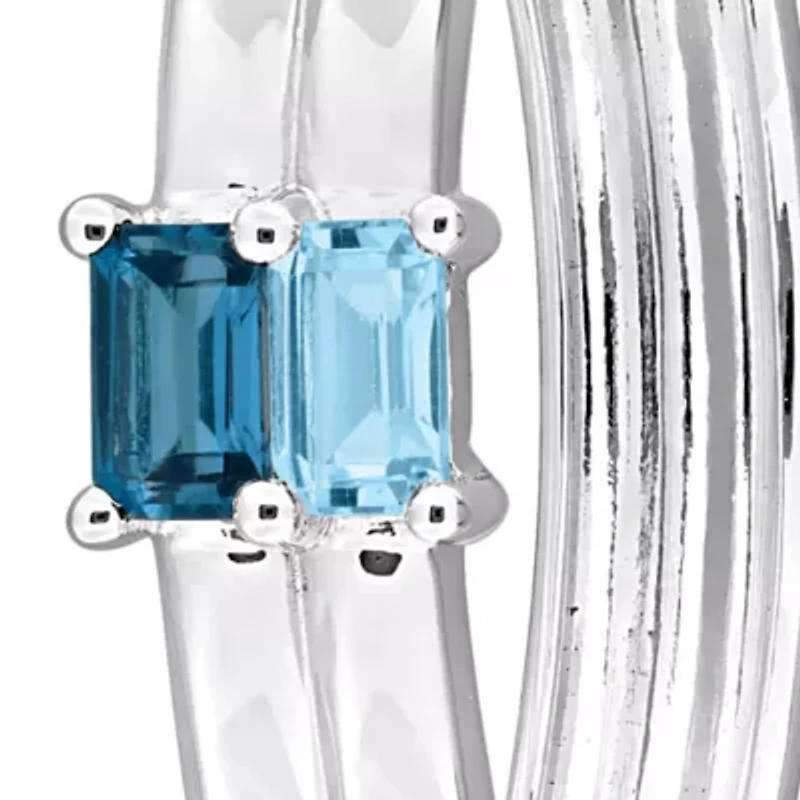 Sky Blue & London Blue Topaz Hoop Earrings in Sterling Silver