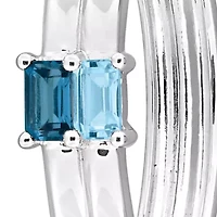 Sky Blue & London Blue Topaz Hoop Earrings in Sterling Silver