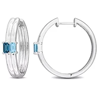 Sky Blue & London Blue Topaz Hoop Earrings in Sterling Silver